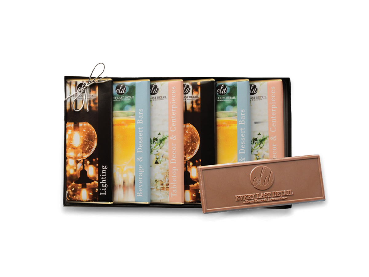 Six-bar custom chocolate wrapper gift set