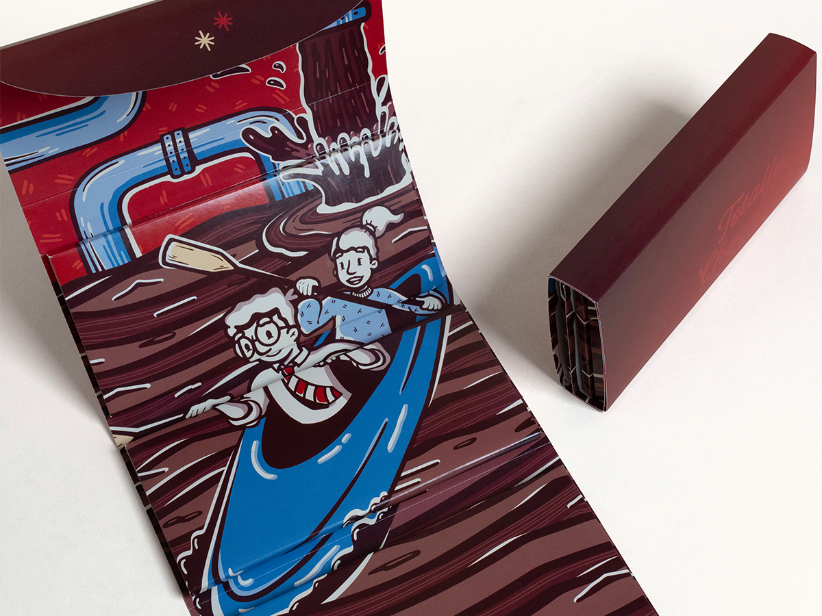 Nine-bar Storyteller opened to reveal the custom printed story card